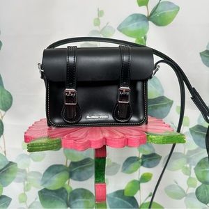 Dr martens 7 inch crossbody back in black smooth leather with buckle detailing